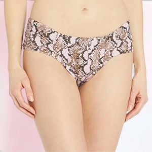 Rachel Roy PYTHON PINK Printed Ruched-Side Bikini Bottoms